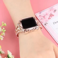 Jewelry Bracelet Compatible with Apple Watch band 38mm 40mm 41mm 42mm 44mm 45mm 49mm Bling Diamond Adjustable Breathable Stainless Steel Rhinestone Strap Replacement Wristband for iwatch Ultra 2