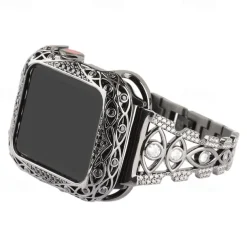 Jewelry Bracelet Compatible with Apple Watch band 38mm 40mm 41mm 42mm 44mm 45mm 49mm Bling Diamond Adjustable Breathable Stainless Steel Rhinestone Strap Replacement Wristband for iwatch Ultra 2