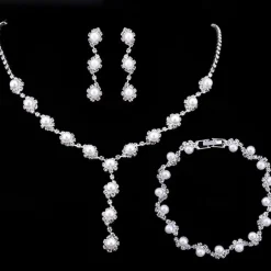 Jewelry Set Bracelet For Women's Crystal Pearl Party Wedding Gift Alloy / Pearl Necklace / Engagement / Valentine
