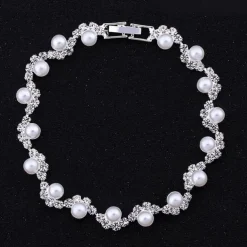 Jewelry Set Bracelet For Women's Crystal Pearl Party Wedding Gift Alloy / Pearl Necklace / Engagement / Valentine