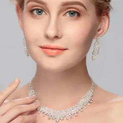 Jewelry Set 3pcs Rhinestone Alloy Earrings Necklace Women's Elegant Vintage Stylish Geometrical Geometric Jewelry Set For Wedding Party Wedding Guest