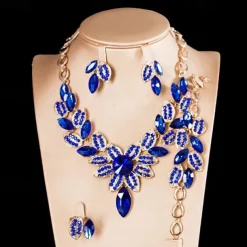 Jewelry Set 4pcs Rhinestone Alloy Rings Earrings Necklace Bracelets Women's Elegant Vintage Fashion Geometrical Geometric Jewelry Set For Wedding Party Anniversary