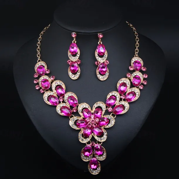 Jewelry Set 3pcs Rhinestone Alloy Earrings Necklace Women's Vintage Fashion Cute Geometrical Geometric Jewelry Set For Wedding Party Anniversary