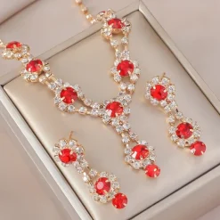 Jewelry Set Two-piece Suit Blue Rhinestone Rhinestone 1 Necklace Earrings Women's Elegant Vintage Fashion Vintage Style Classic Jewelry Set For Wedding Party