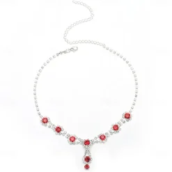 Jewelry Set Two-piece Suit Blue Rhinestone Rhinestone 1 Necklace Earrings Women's Elegant Vintage Fashion Vintage Style Classic Jewelry Set For Wedding Party