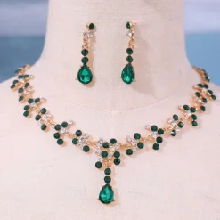 Jewelry Set Two-piece Suit Green Rhinestone Alloy 1 Necklace Earrings Women's Elegant Vintage Fashion Vintage Style Classic Jewelry Set For Wedding Party Valentine's Day