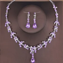 Jewelry Set Two-piece Suit Green Rhinestone Alloy 1 Necklace Earrings Women's Elegant Vintage Fashion Vintage Style Classic Jewelry Set For Wedding Party Valentine's Day