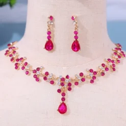 Jewelry Set Two-piece Suit Green Rhinestone Alloy 1 Necklace Earrings Women's Elegant Vintage Fashion Vintage Style Classic Jewelry Set For Wedding Party Valentine's Day