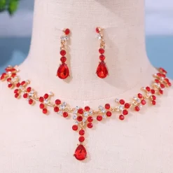 Jewelry Set Two-piece Suit Green Rhinestone Alloy 1 Necklace Earrings Women's Elegant Vintage Fashion Vintage Style Classic Jewelry Set For Wedding Party Valentine's Day