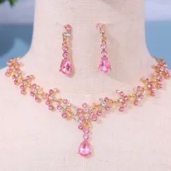 Jewelry Set Two-piece Suit Green Rhinestone Alloy 1 Necklace Earrings Women's Elegant Vintage Fashion Vintage Style Classic Jewelry Set For Wedding Party Valentine's Day