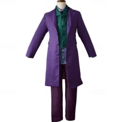 Joker Clown Blouse / Shirt Pants Outfits Men's Movie Cosplay Cosplay Costume Party Purple Coat Vest Blouse Masquerade Polyester / Tie / Tie With Wig