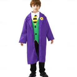 Joker Clown Halloween Coat Pants Vest Joker: Folie à Deux Cosplay Kid's Boys' Carnival Masquerade Party / Evening Easy Halloween Costumes Dress Up