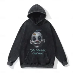 Joker: Folie à Deux Harley Quinn Joker Hoodie Oversized Acid Washed Tee Print Punk & Gothic Horror For Couple's Men's Women's Adults' Halloween Carnival Masquerade Hot Stamping Casual Daily