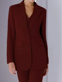 Jumpsuit / Pantsuit 3 Piece Pantsuit Mother of the Bride Tailored Jacket Blazer Elegant Vintage Simple Lapel Floor Length Crepe Stretch Fabric Long Sleeve with Buttons