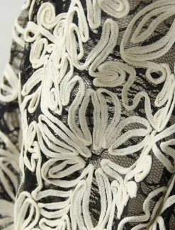 Jumpsuit / Pantsuit Floral Piping Lace Mother of the Bride Dress Elegant Simple Casual Crew Neck Ankle Length Crepe Lace 3/4 Length Sleeve