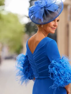 Jumpsuit / Pantsuit Mother of the Bride Elegant Vintage V Neck Floor Length Stretch Chiffon Half Sleeve with Feather Sequin Appliques