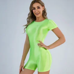 Jumpsuits Dance Costumes Activewear Pole dance Leotard Pink Hobbies / Onesie Pure Color Women's Performance Training Short Sleeve High Polyester