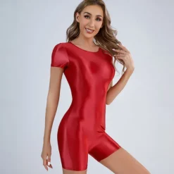 Jumpsuits Dance Costumes Activewear Pole dance Leotard Pink Hobbies / Onesie Pure Color Women's Performance Training Short Sleeve High Polyester