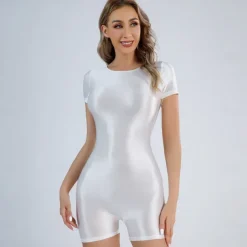 Jumpsuits Dance Costumes Activewear Pole dance Leotard Pink Hobbies / Onesie Pure Color Women's Performance Training Short Sleeve High Polyester