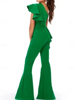 Jumpsuits Floor Length Flower Girl Dress Birthday Girls Cute Prom Dress Chiffon with Solid Color Disco Fit 3-16 Years dress to impress stretch dress