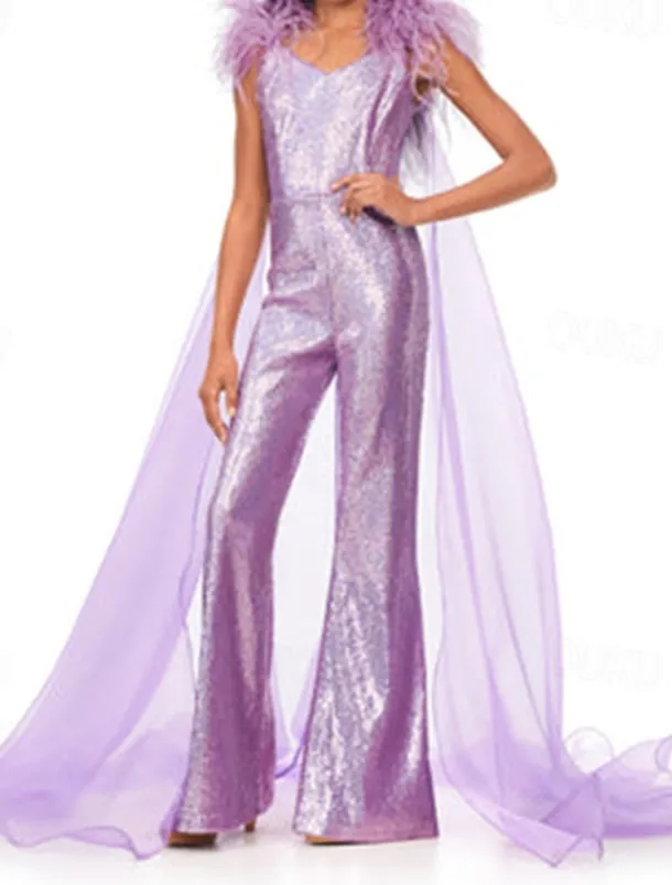 Jumpsuits Floor Length Flower Girl Dress Feather Dress Pageant & Performance Juniors Cute Prom Dress Organza with Feathers / Fur Sparkle & Shine Disco Fit 3-16 Years dress to impress