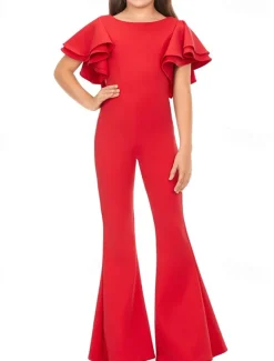 Jumpsuits Floor Length Flower Girl Dress Pageant & Performance Juniors Cute Prom Dress Chiffon with Solid Color Elegant Fit 3-16 Years dress to impress