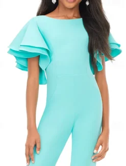 Jumpsuits Floor Length Flower Girl Dress Pageant & Performance Juniors Cute Prom Dress Chiffon with Solid Color Elegant Fit 3-16 Years dress to impress