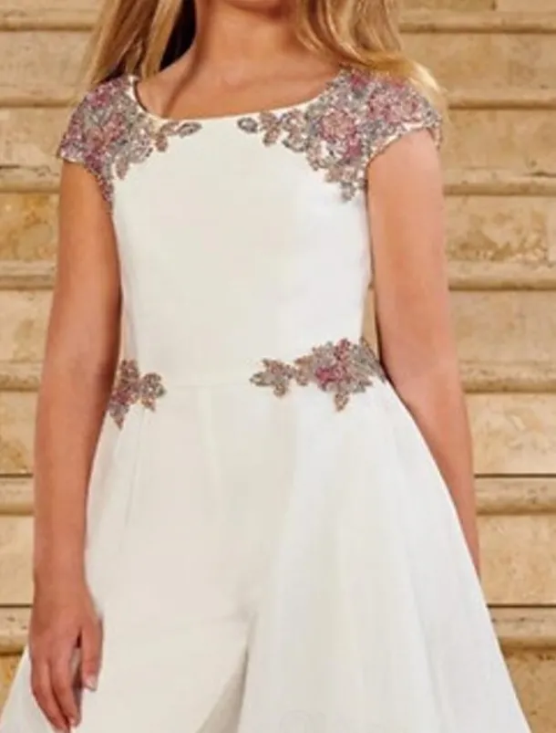 Jumpsuits Floor Length Flower Girl Dress Beach Wedding First Communion Girls Cute Prom Dress Chiffon with Beading Elegant Fit 3-16 Years dress to impress