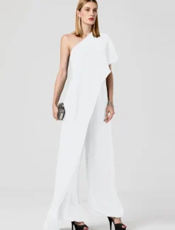 Jumpsuits Sexy Dress Formal Evening Floor Length Sleeveless One Shoulder Fall Wedding Guest Chiffon with Draping