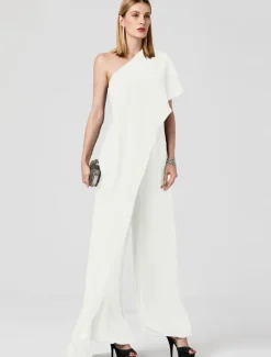 Jumpsuits Sexy Dress Formal Evening Floor Length Sleeveless One Shoulder Fall Wedding Guest Chiffon with Draping