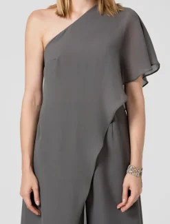 Jumpsuits Sexy Dress Formal Evening Floor Length Sleeveless One Shoulder Fall Wedding Guest Chiffon with Draping