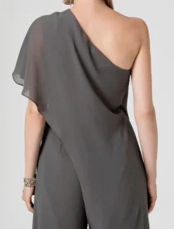 Jumpsuits Sexy Dress Formal Evening Floor Length Sleeveless One Shoulder Fall Wedding Guest Chiffon with Draping