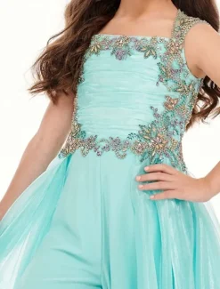 Jumpsuits Sweep / Brush Train Flower Girl Dress Pageant & Performance Frozen Elsa Juniors Cute Prom Dress Chiffon with Beading Frozen Fit 3-16 Years dress to impress