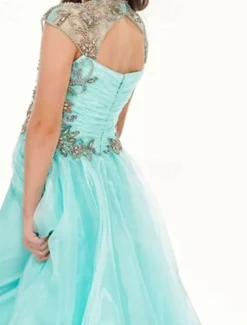 Jumpsuits Sweep / Brush Train Flower Girl Dress Pageant & Performance Frozen Elsa Juniors Cute Prom Dress Chiffon with Beading Frozen Fit 3-16 Years dress to impress