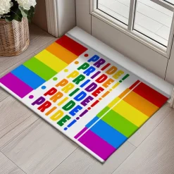 June Pride Month Gay Pride Month LGBTQ LGBT Rainbow Doormat Non-Slip Oil Proof Rug Indoor Outdoor Mat Bedroom Decor Bathroom Mat Entrance Rug