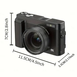 4K Digital Camera 48MP Camera Auto Focus Compact Digital Camera with Flash Light Point and Shoot Camera Small Digital Camera