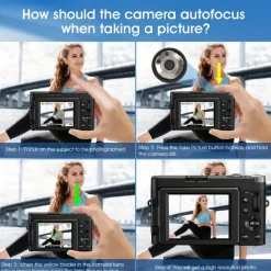 4K Digital Camera 48MP Camera Auto Focus Compact Digital Camera with Flash Light Point and Shoot Camera Small Digital Camera