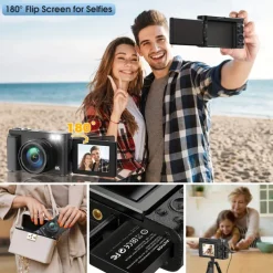 4K Digital Camera 48MP Camera Auto Focus Compact Digital Camera with Flash Light Point and Shoot Camera Small Digital Camera