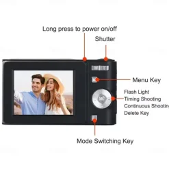 4K Digital Camera 50MP 16X Digital Zoom Camera 2.4-inch IPS Screen Face Detection Flash Camera Motion Detection Timer Camera