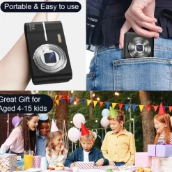 4K Digital Camera 50MP 16X Digital Zoom Camera 2.4-inch IPS Screen Face Detection Flash Camera Motion Detection Timer Camera