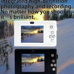 4K Digital Camera Point and Shoot Photography Travel Selfie Camara 2.4inch Screen Entry-Level Gift Compact Digicam Selfie Mini Retro Cam