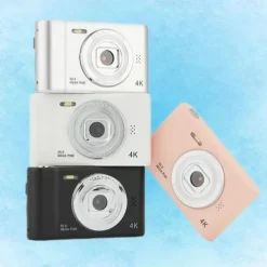 4K Digital Camera Point and Shoot Photography Travel Selfie Camara 2.4inch Screen Entry-Level Gift Compact Digicam Selfie Mini Retro Cam