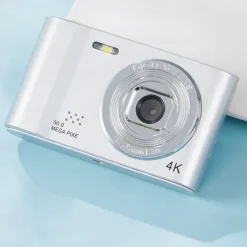 4K Digital Camera Point and Shoot Photography Travel Selfie Camara 2.4inch Screen Entry-Level Gift Compact Digicam Selfie Mini Retro Cam