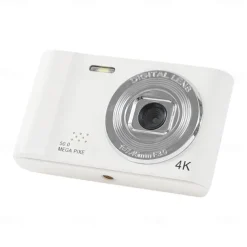 4K Digital Camera Point and Shoot Photography Travel Selfie Camara 2.4inch Screen Entry-Level Gift Compact Digicam Selfie Mini Retro Cam