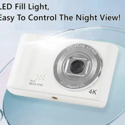 4K Digital Camera Point and Shoot Photography Travel Selfie Camara 2.4inch Screen Entry-Level Gift Compact Digicam Selfie Mini Retro Cam