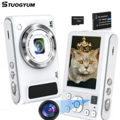 4K Digital Camera with 16x Digital Zoom Dual-Lens Autofocus Point and Shoot Camera Compact Camera for Travel