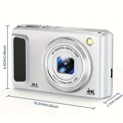 4K Digital Camera with 16x Digital Zoom Dual-Lens Autofocus Point and Shoot Camera Compact Camera for Travel