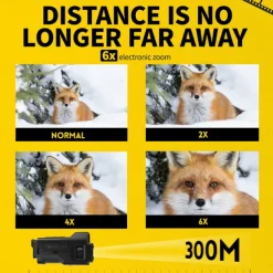 4K Digital Night Vision 300M Full-Dark Viewing Day Night Use 6X Zoom Support 36MP Resolution Photo Taking 4K Video Recording