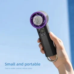 K52 Handheld Cooling Fan with Ice Porcelain Refrigeration, 13000rpm Motor, 100-Speed Stepless Control, Foldable Design, LED Display, and Type-C Charging – Portable Mini Fan for Summer Travel & Office