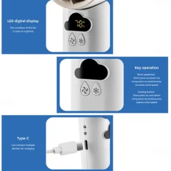 K52 Handheld Cooling Fan with Ice Porcelain Refrigeration, 13000rpm Motor, 100-Speed Stepless Control, Foldable Design, LED Display, and Type-C Charging – Portable Mini Fan for Summer Travel & Office